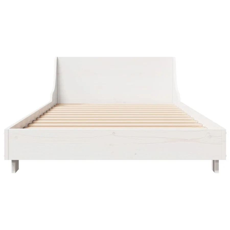 Cadre de lit sans matelas blanc 90x200 cm bois de pin massif - 4