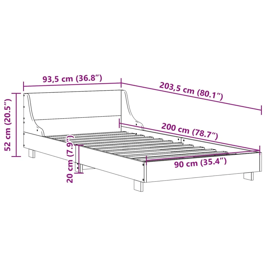 Cadre de lit sans matelas blanc 90x200 cm bois de pin massif - 9