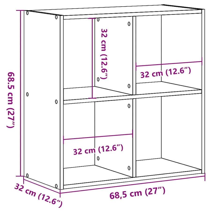 Bibliothèque noir 68,5x32x68,5 cm bois d'ingénierie - 9