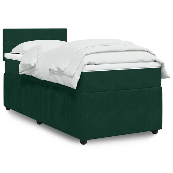 Sommier à lattes de lit et matelas Vert foncé 80x200 cm Velours