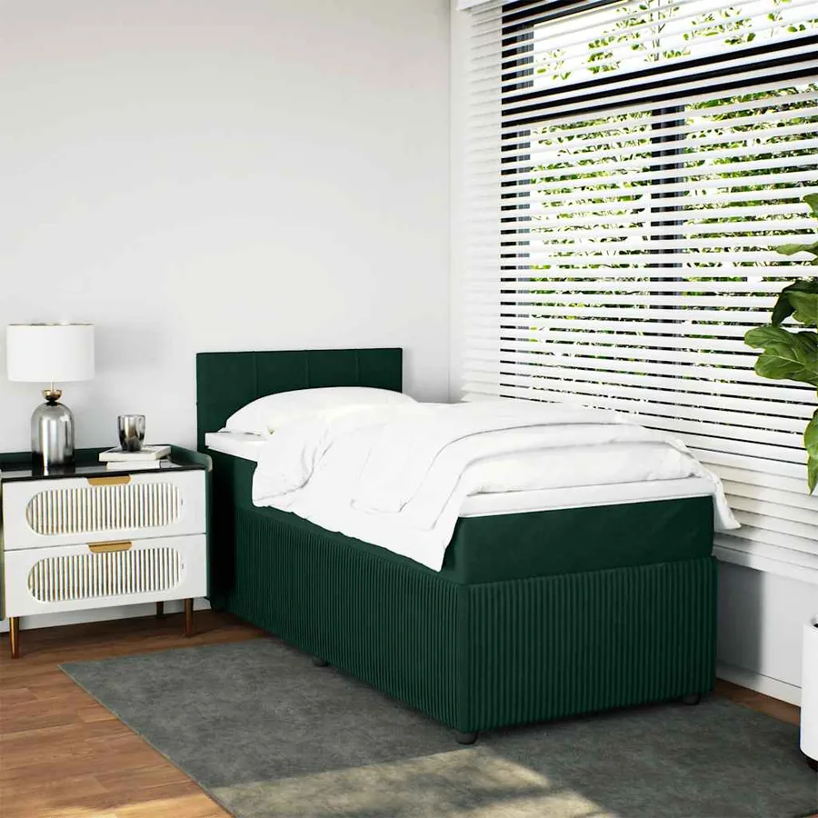 Sommier à lattes de lit et matelas Vert foncé 80x200 cm Velours - 3