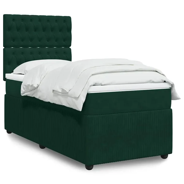 Sommier à lattes de lit et matelas Vert foncé 80x200 cm Velours