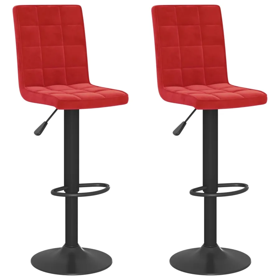 Tabourets de bar lot de 2 rouge bordeaux velours - 2