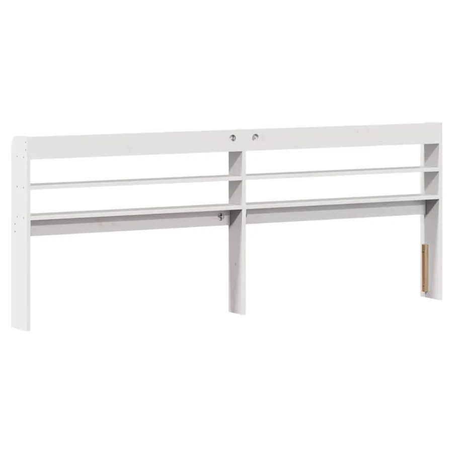 Cadre de lit sans matelas blanc 200x200 cm bois massif de pin - 6