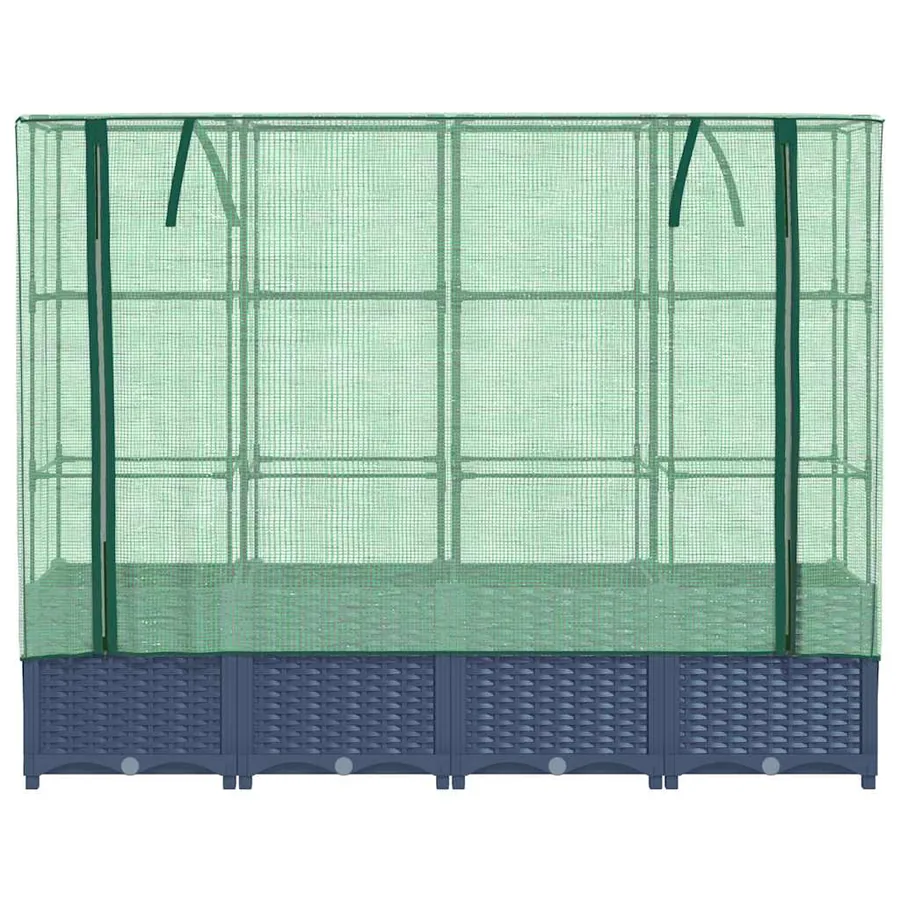 Lit surélevé avec housse de serre aspect rotin 160 x 40 x 138 cm - 4