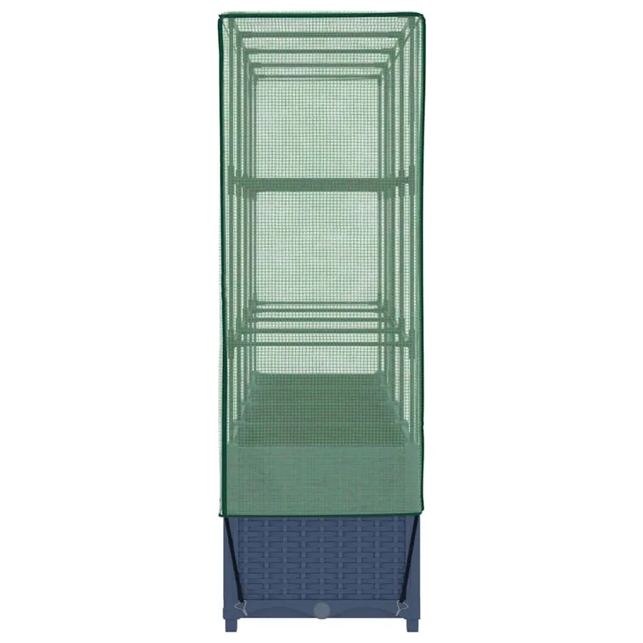 Lit surélevé avec housse de serre aspect rotin 160 x 40 x 138 cm - 5