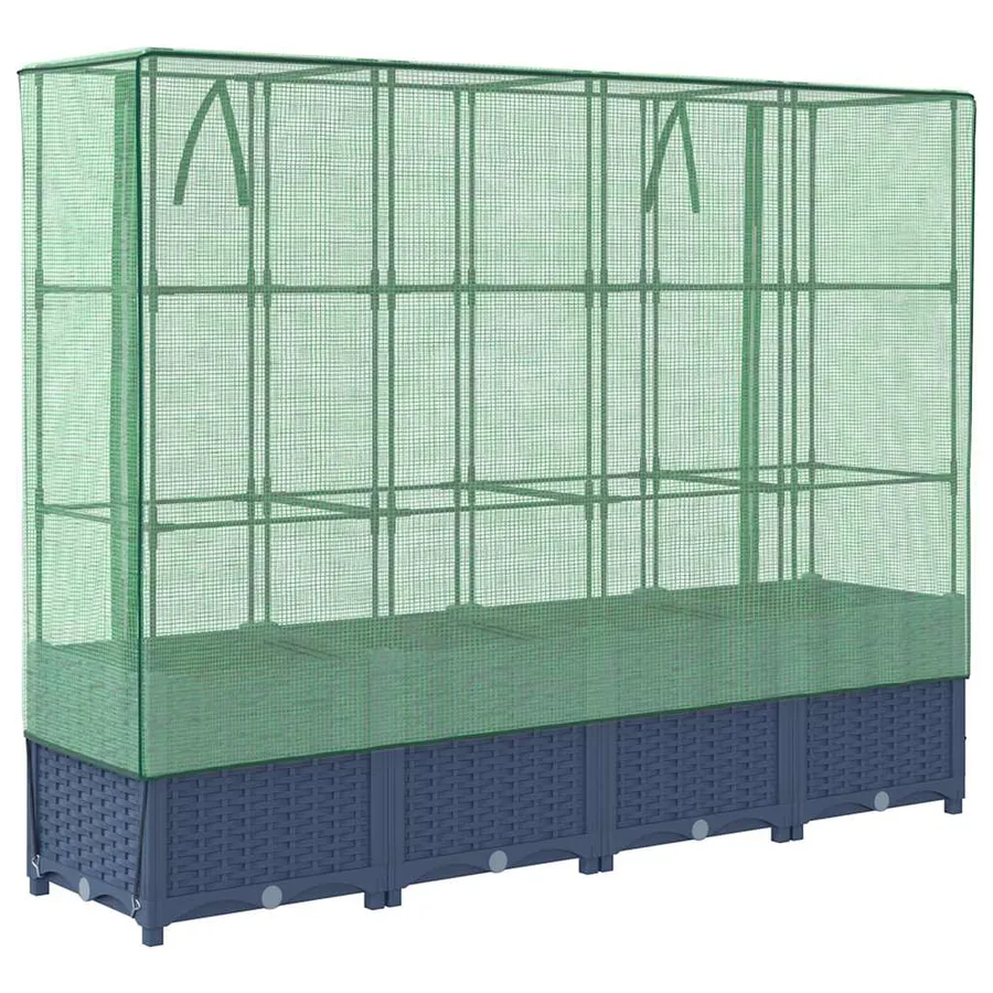 Lit surélevé avec housse de serre aspect rotin 160 x 40 x 138 cm - 6