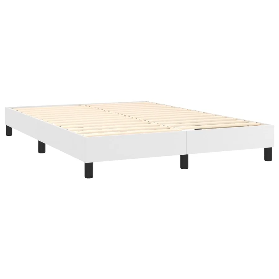 Sommier à lattes de lit avec matelas Blanc 140x190cm Similicuir - 4