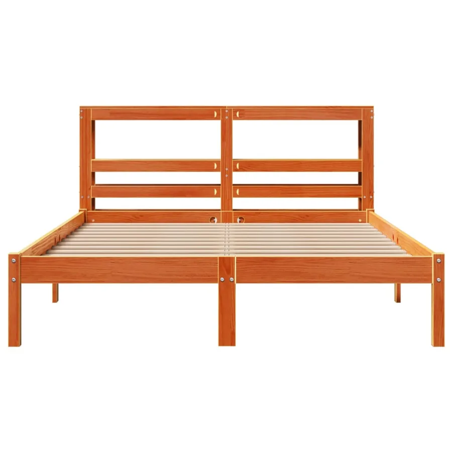 Cadre de lit et tête de lit sans matelas cire marron 120x190 cm - 4