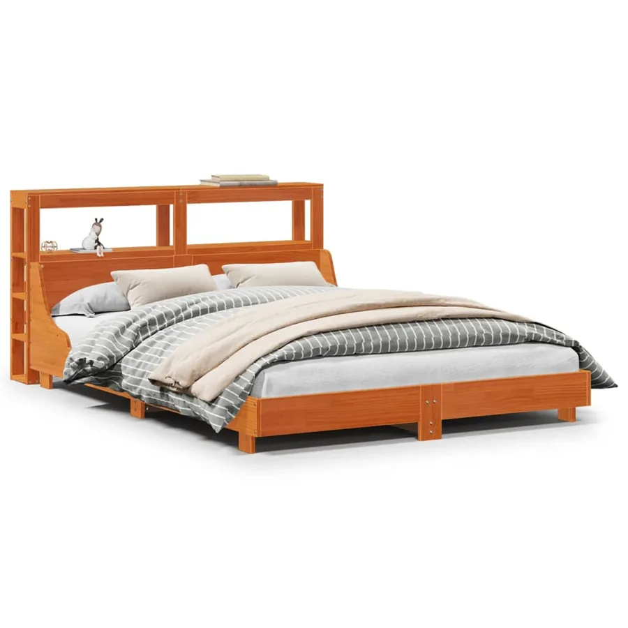Cadre de lit sans matelas cire marron 120x200cm bois pin massif - 2