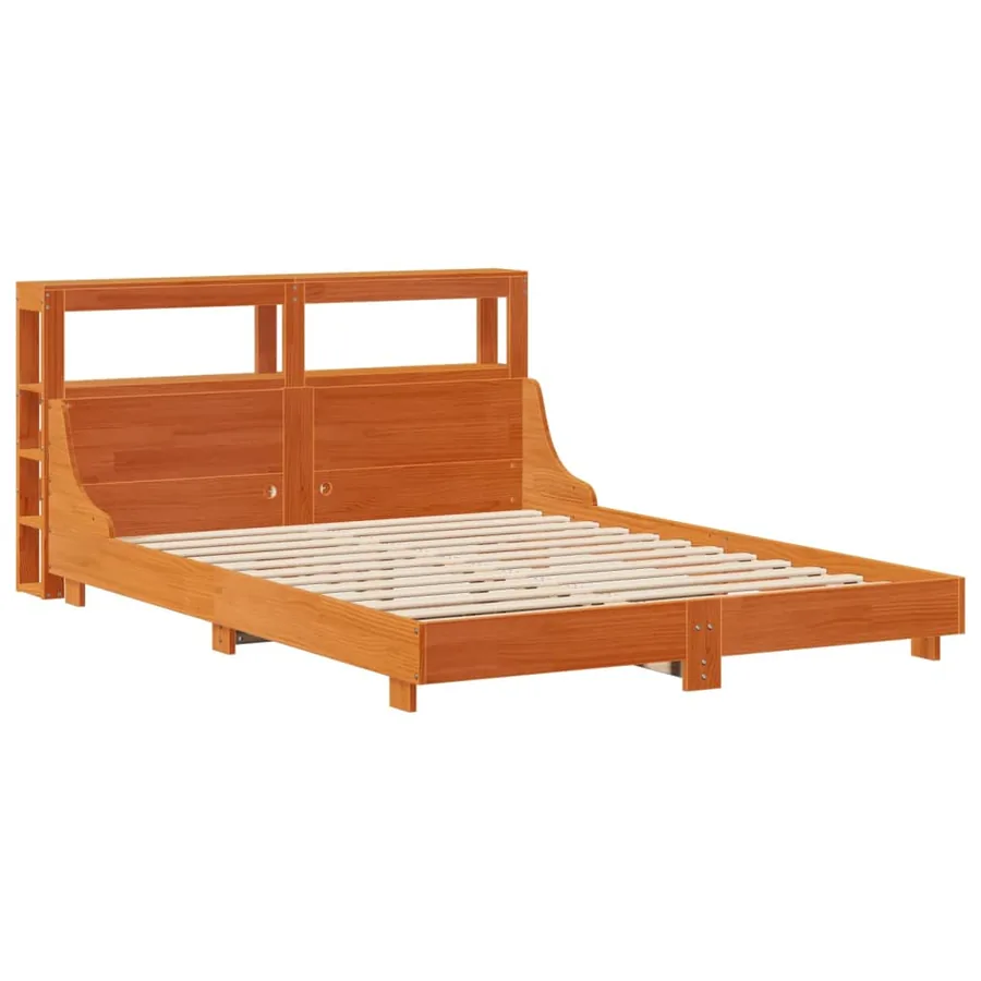 Cadre de lit sans matelas cire marron 120x200cm bois pin massif - 3