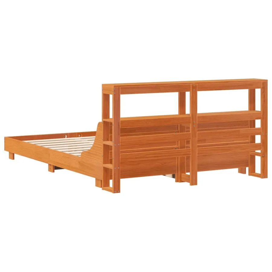 Cadre de lit sans matelas cire marron 120x200cm bois pin massif - 6