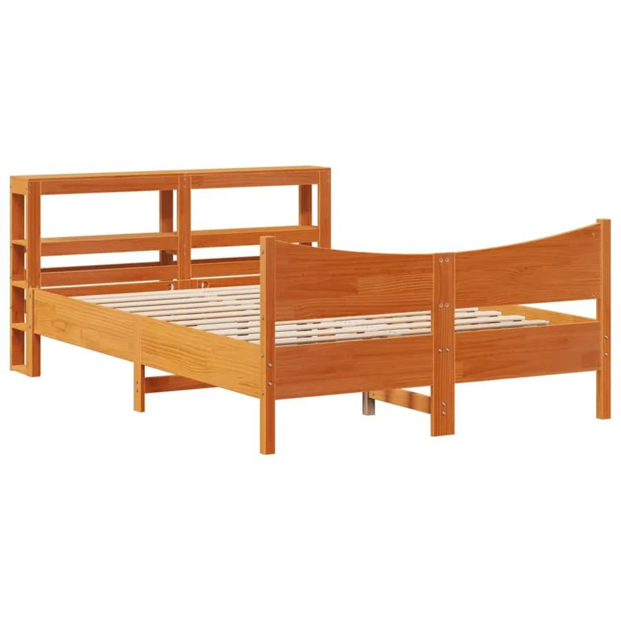 Cadre de lit avec tête de lit cire marron 120x190cm bois de pin - 2