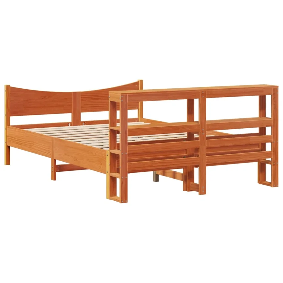 Cadre de lit avec tête de lit cire marron 120x190cm bois de pin - 8