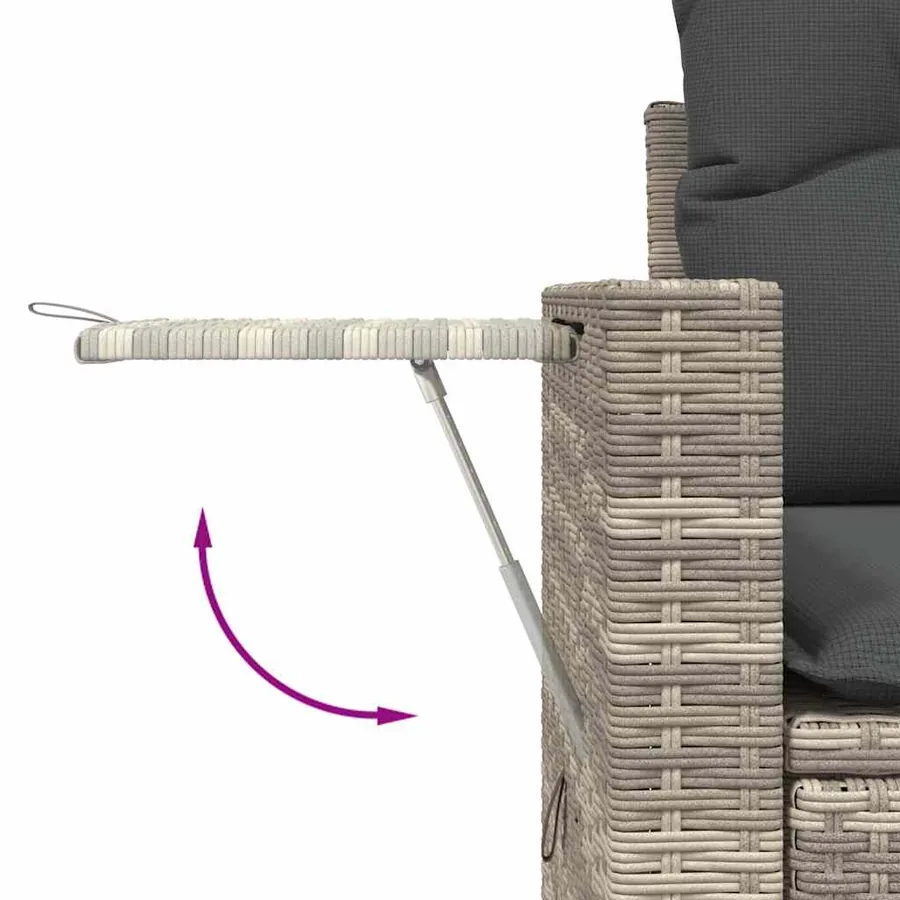Canapé de jardin 2 places et coussins gris clair résine tressée - 11