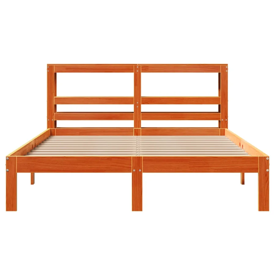 Cadre de lit sans matelas cire marron 120x190cm bois pin massif - 4