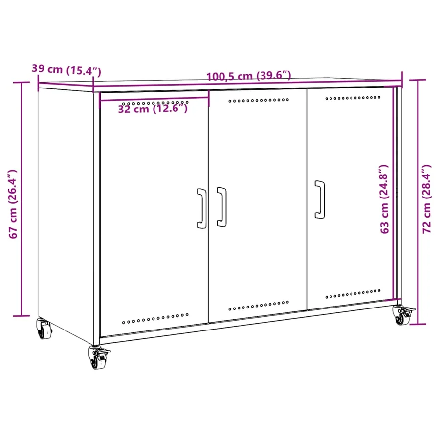 Buffet jaune moutarde 100,5x39x72 cm acier - 14