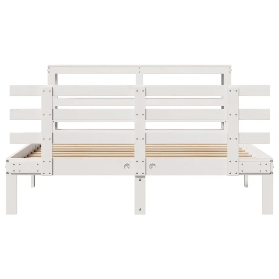 Cadre de lit avec tête de lit sans matelas blanc 150x200 cm - 4