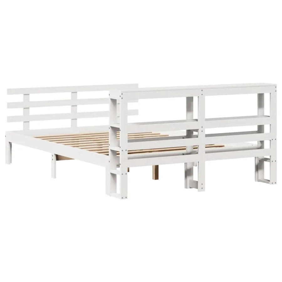 Cadre de lit avec tête de lit sans matelas blanc 150x200 cm - 8
