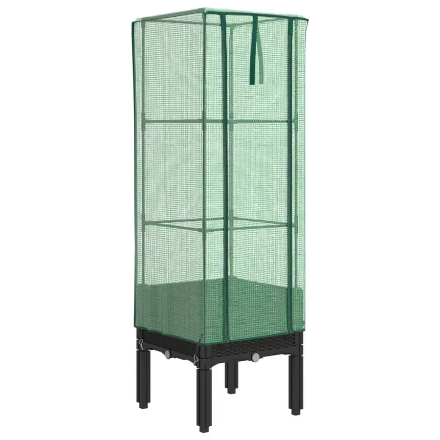 Jardinière surélevée avec housse aspect rotin 40x40x140 cm - 2