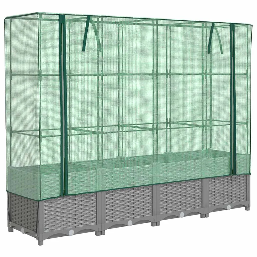Jardinière surélevée avec housse aspect rotin 160x40x138 cm - 2