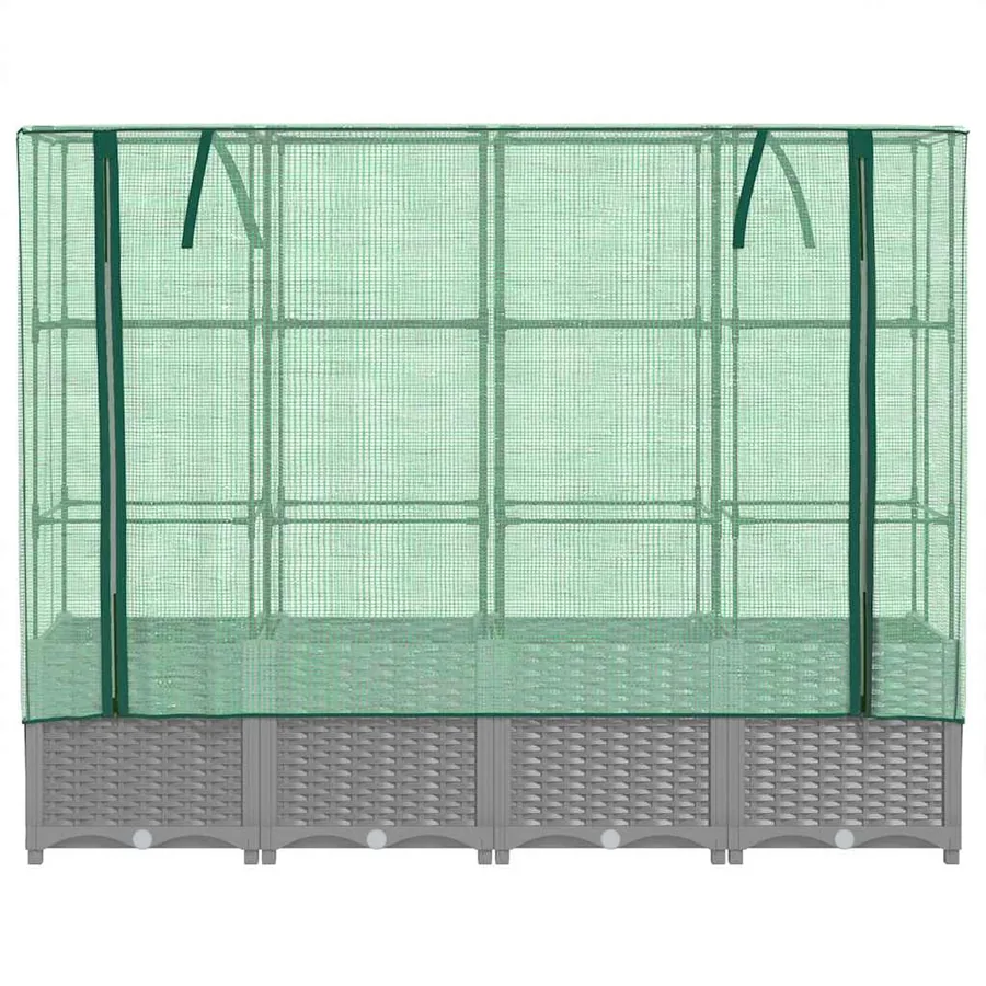Jardinière surélevée avec housse aspect rotin 160x40x138 cm - 4