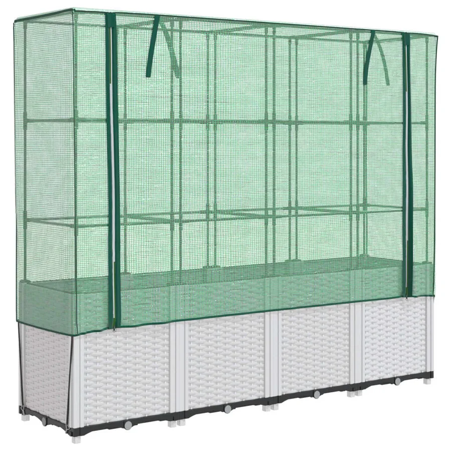 Jardinière surélevée avec housse aspect rotin 160x40x153 cm - 2