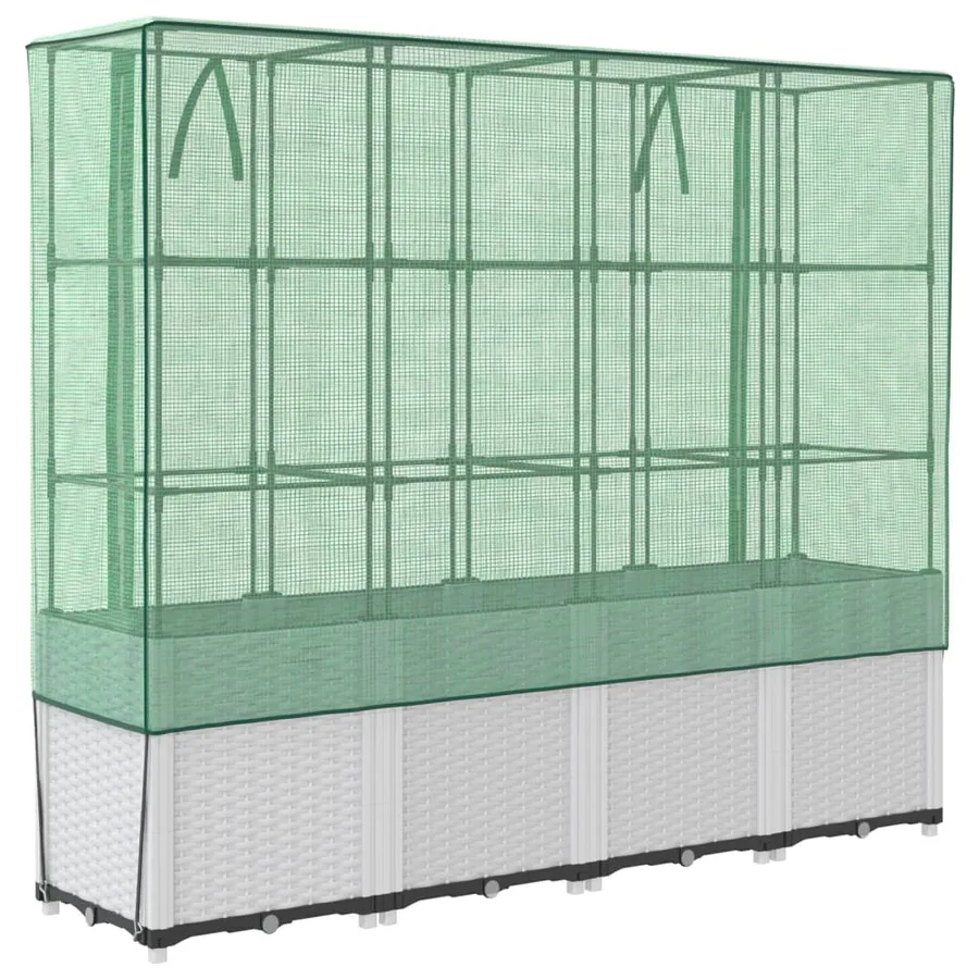 Jardinière surélevée avec housse aspect rotin 160x40x153 cm - 6