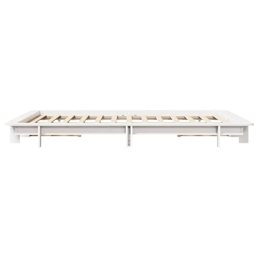 Cadre de lit sans matelas blanc 140x200 cm bois de pin massif - 5