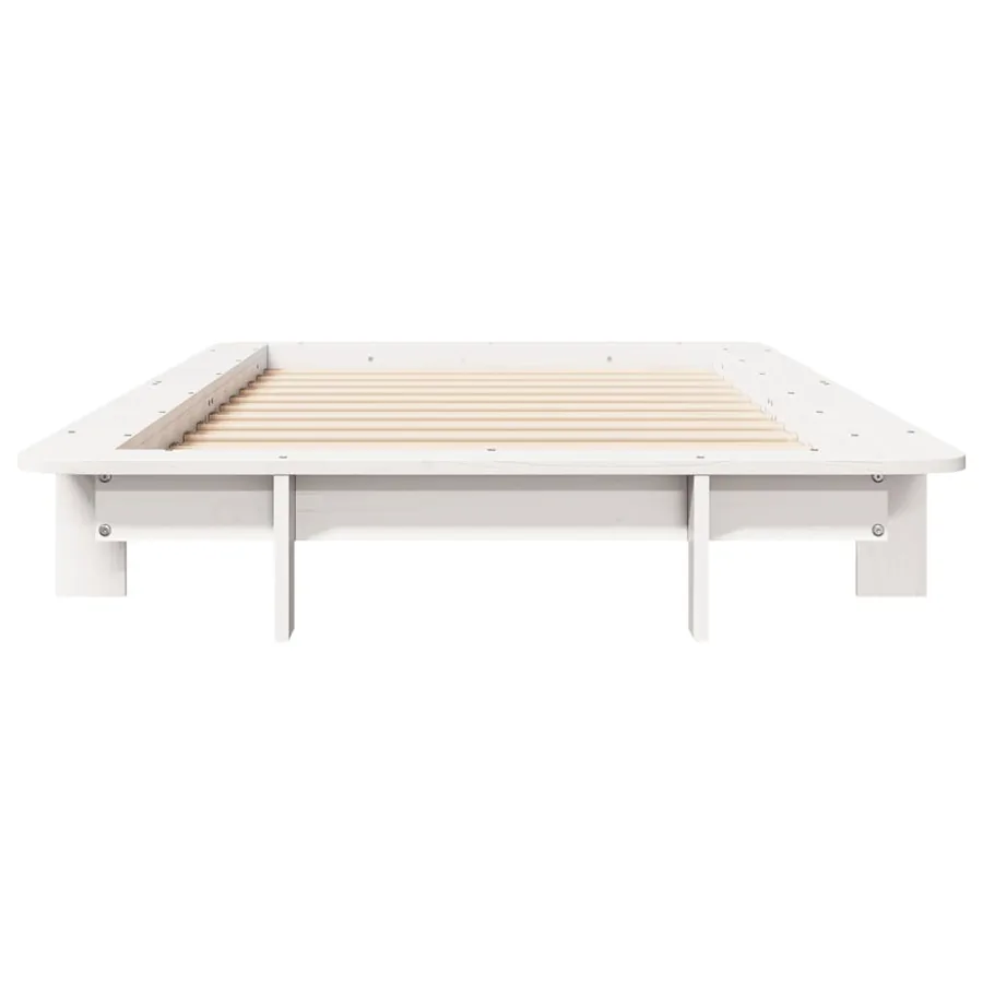 Cadre de lit sans matelas blanc 90x200 cm bois de pin massif - 4