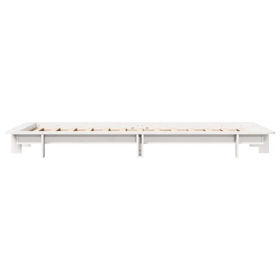 Cadre de lit sans matelas blanc 90x200 cm bois de pin massif - 5