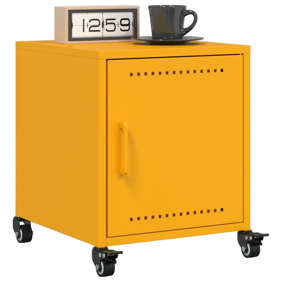 Table de chevet jaune moutarde 36x39x43,5 cm acier - 4