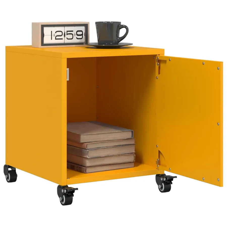 Table de chevet jaune moutarde 36x39x43,5 cm acier - 5
