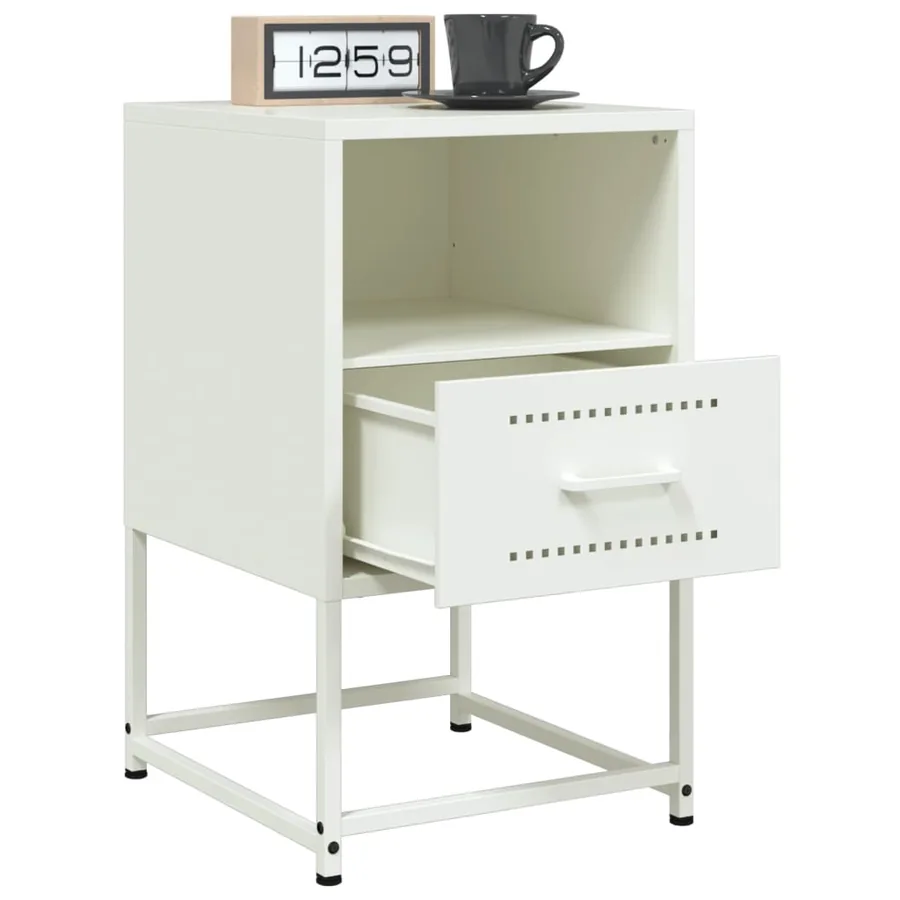 Table de chevet blanc 36x39x60,5 cm acier - 5