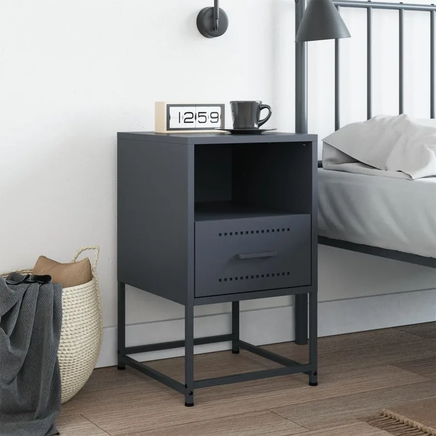Table de chevet anthracite 36x39x60,5 cm acier - 3