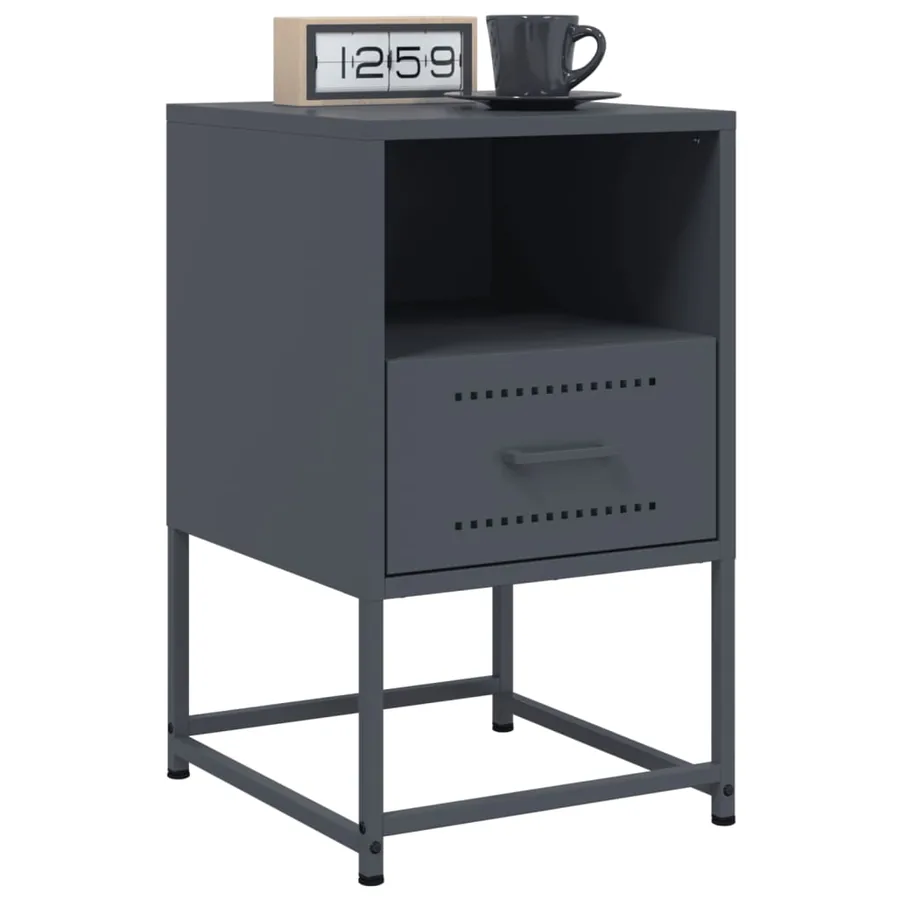 Table de chevet anthracite 36x39x60,5 cm acier - 5