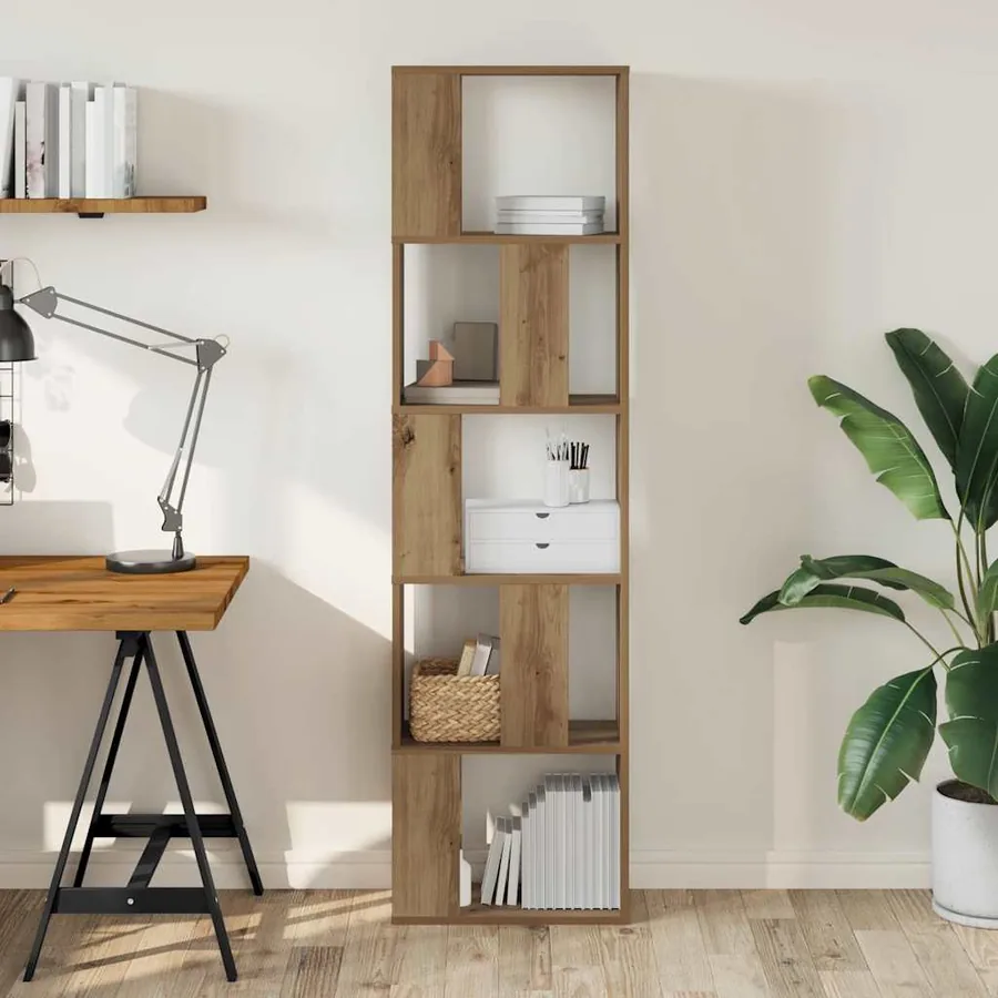 Bibliothèque 5 niveaux chêne artisanal bois ingénierie