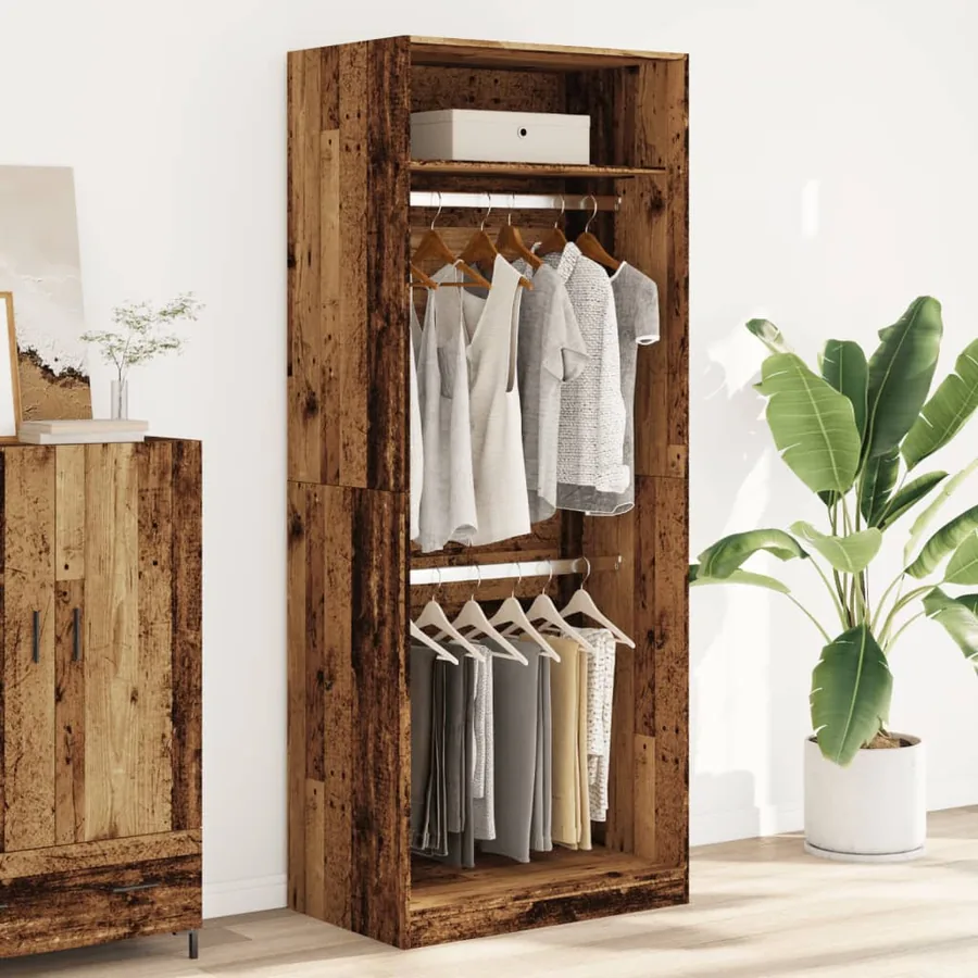 Garde-robe vieux bois 80x50x200 cm bois d'ingénierie - 3