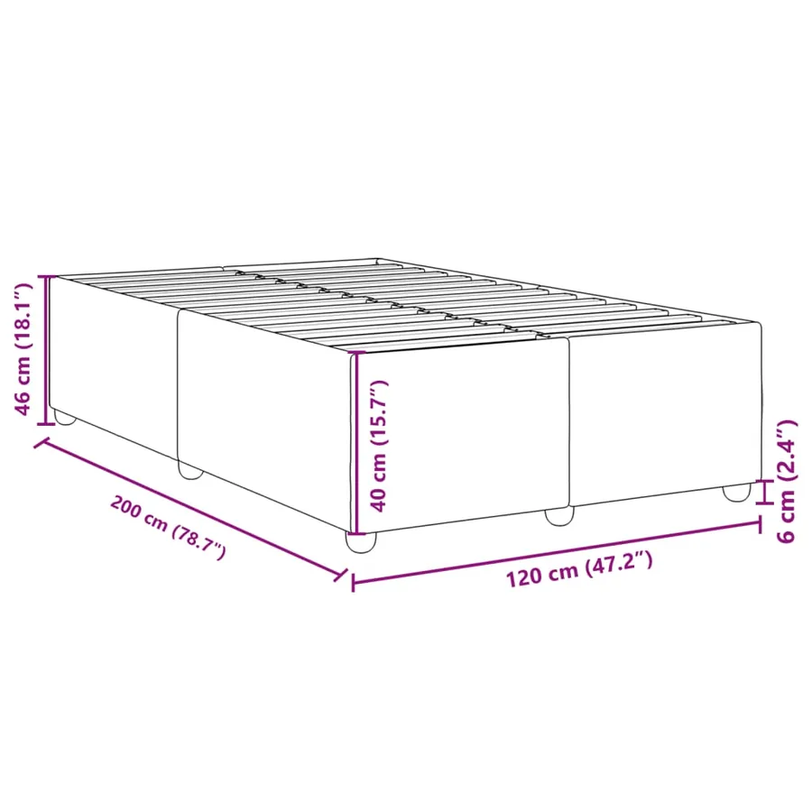 Cadre de lit sans matelas taupe 120x200 cm tissu - 9