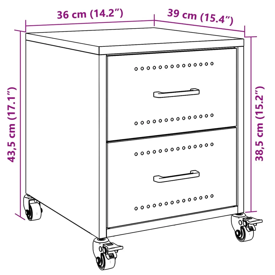Table de chevet blanc 36x39x43,5 cm acier - 13