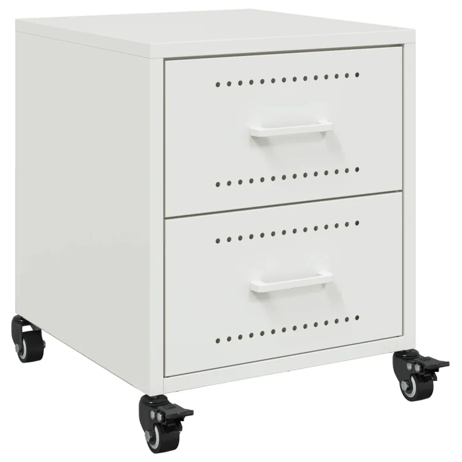 Table de chevet blanc 36x39x43,5 cm acier - 2