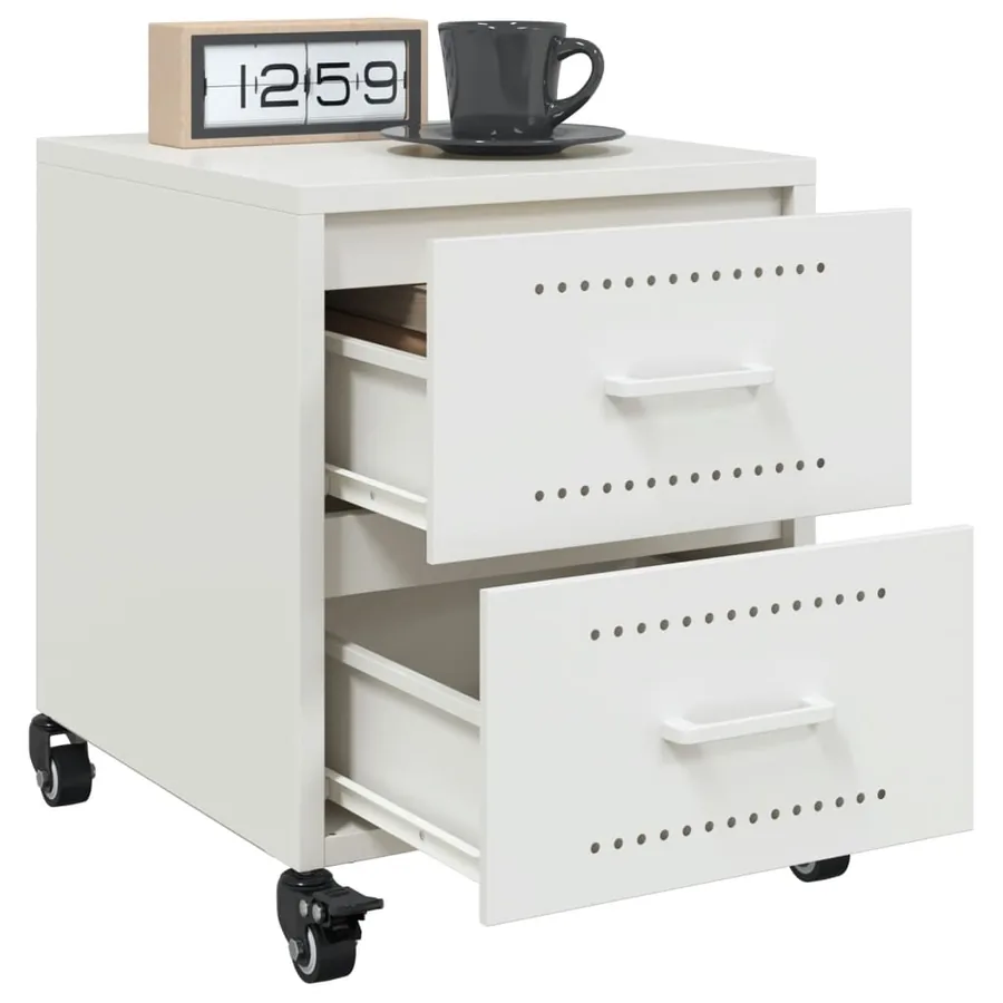 Table de chevet blanc 36x39x43,5 cm acier - 4