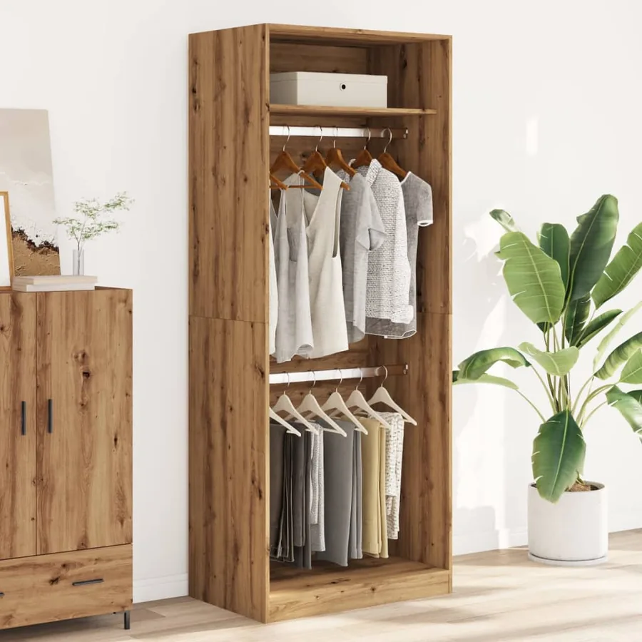 Garde-robe chêne artisanal 80x50x200 cm bois d'ingénierie - 3