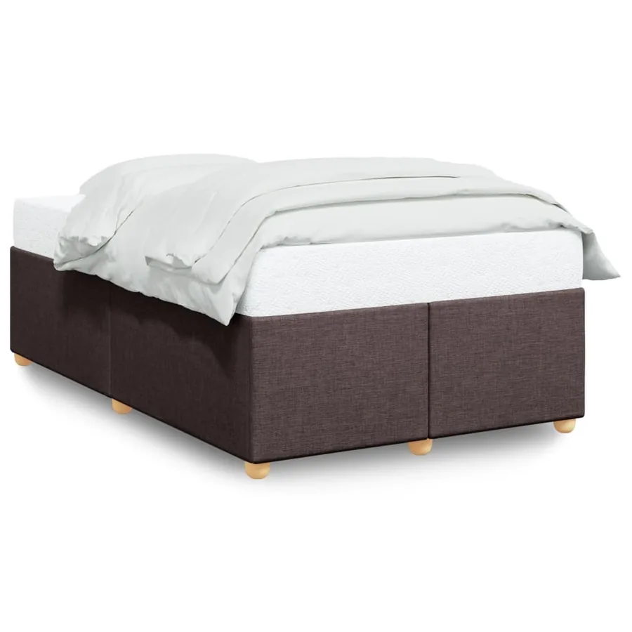 Cadre de lit sans matelas marron foncé 120x190 cm tissu - 2