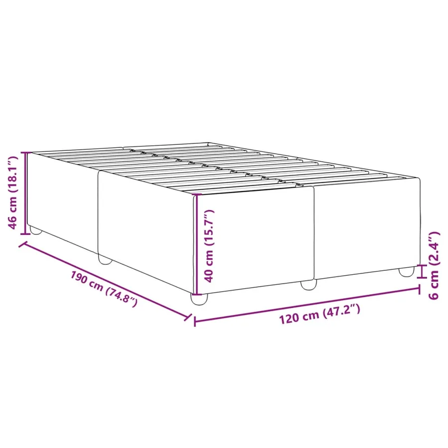 Cadre de lit sans matelas marron foncé 120x190 cm tissu - 9