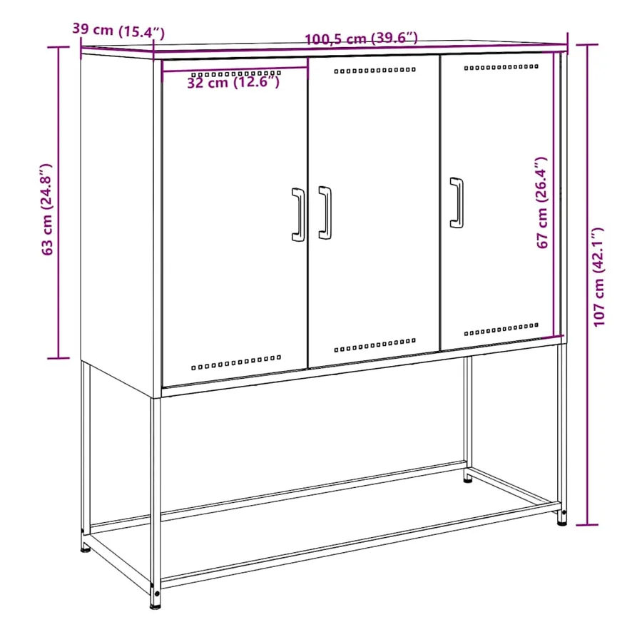 Buffet haut jaune moutarde 100,5x39x107 cm acier - 14