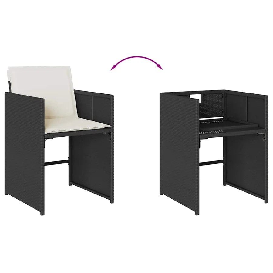 Ensemble à manger de jardin 9pcs coussins noir résine tressée - 7