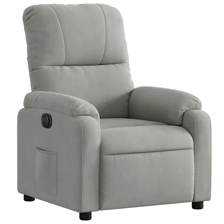 Fauteuil inclinable électrique gris clair tissu microfibre - 4
