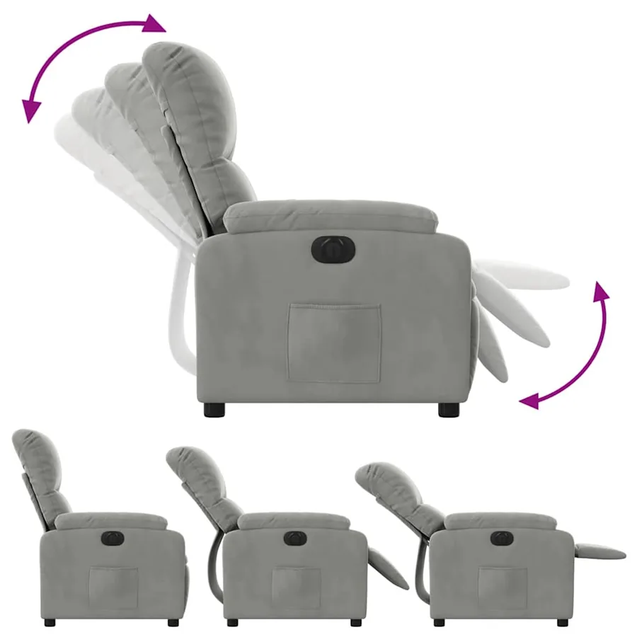 Fauteuil inclinable électrique gris clair tissu microfibre - 7
