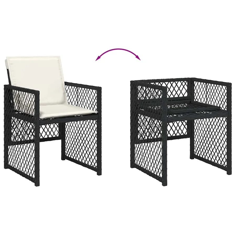 Ensemble à manger de jardin 11 pcs coussins noir résine tressée - 6